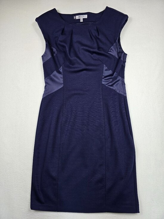 Jennifer Lopez Dresses & Skirts - Jennifer Lopez Womens Navy Sheath Dress Size 8 Sleeveless Side Zipper